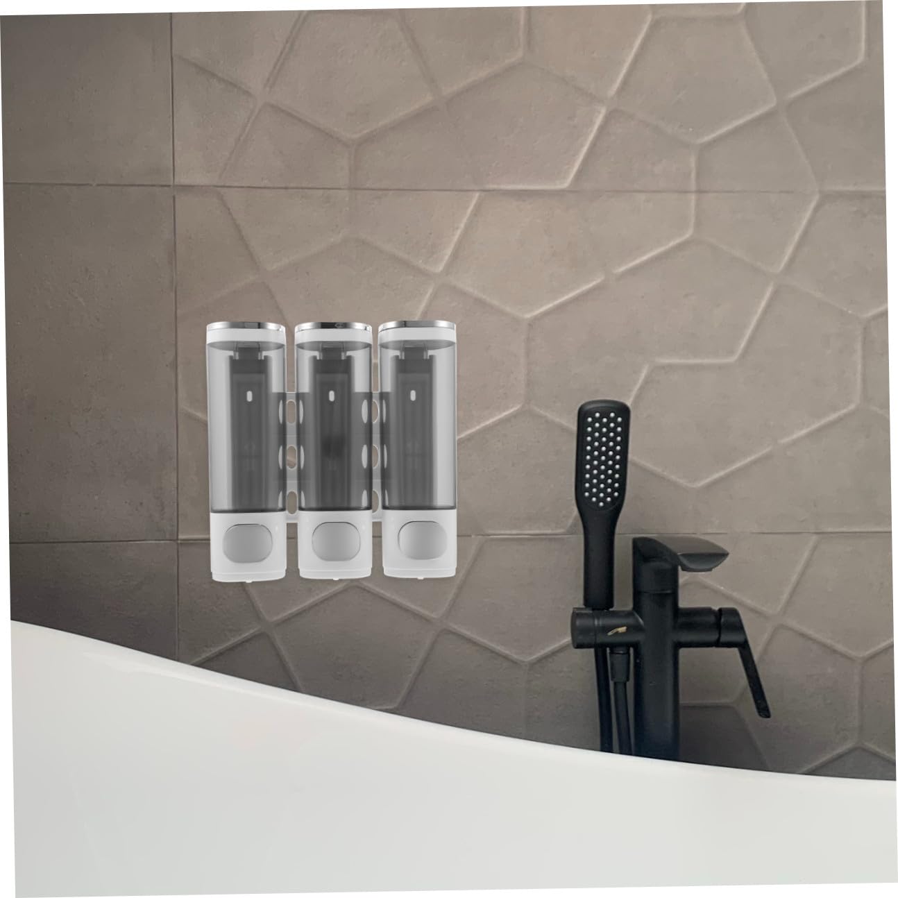 Dispensador de Jabón de Baño de Pared Manual Triple Blanco Abs