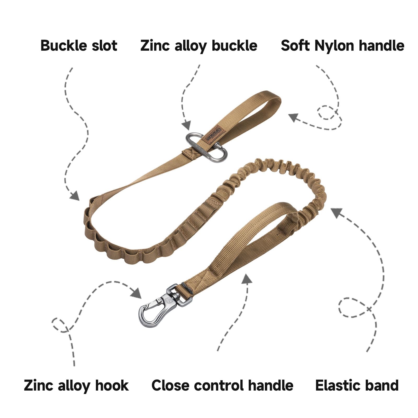 EXCELLENT ELITE SPANKER Táctica Bungee Dog Leash Militar Ajustable Correa de Perro de liberación rápida elástica Correa de Cuerda con 2 asa de Control(COB) | Correa de nailon de cordura militar con 2 asas ajustables para entrenamiento, paseos, correr