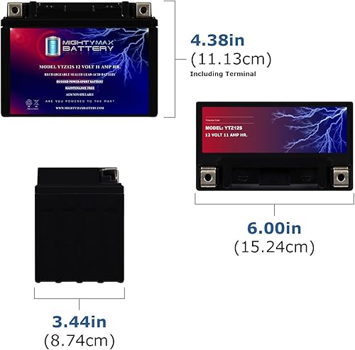 Miniatura 2 de Mighty Max Battery YTZ12S - Batería de repuesto de 12 V y 11 Ah compatible con Power-Sonic PTZ12S Powersport (2 unidades)