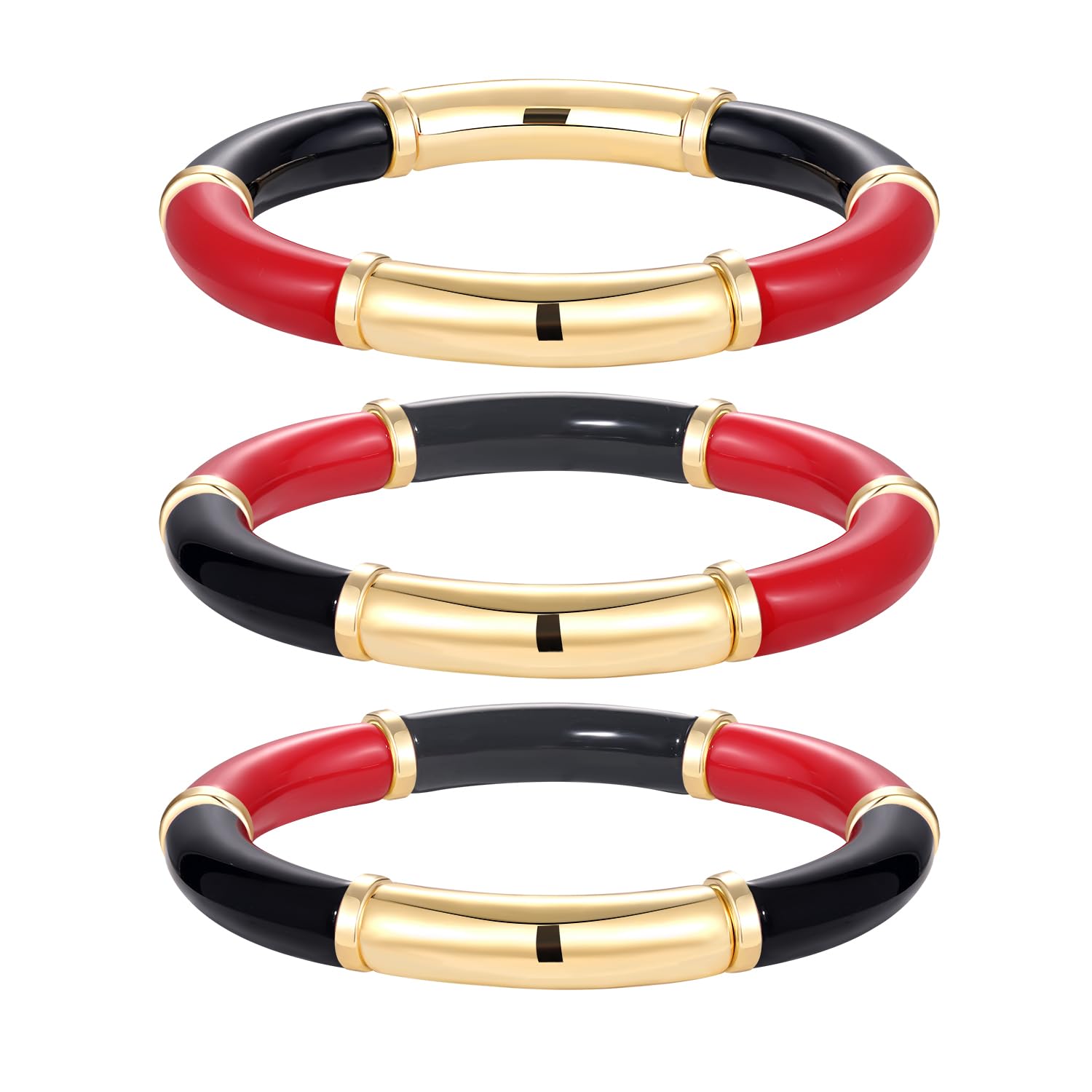 3 Pack Game Day Bracelets for Women Bamboo Tube Bangles Bracelets Chunky Curved Stacking Football Stretch Bracelets Game Day Jewelry Accessories Sports Fan Gifts