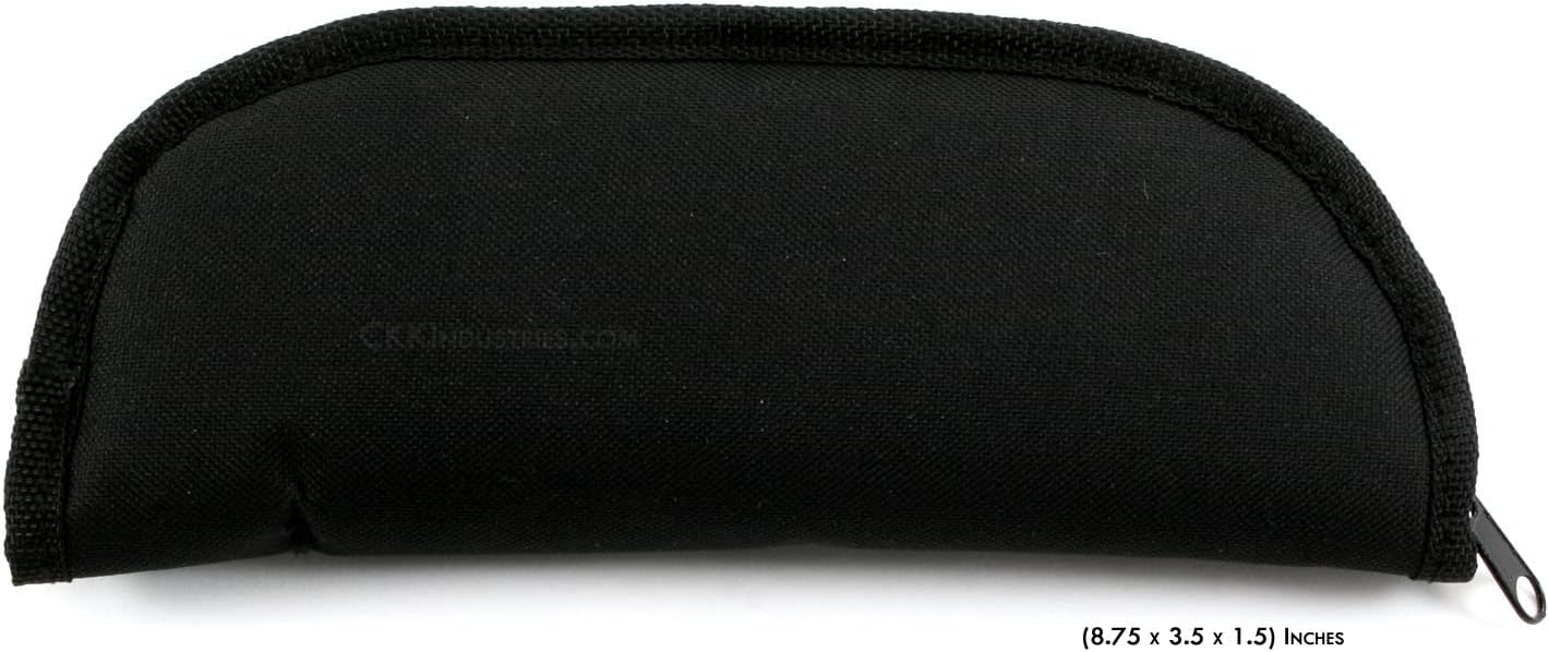 EZSMITH Zipper Pouches for Knives & Tools - (8.75 x 3.50 x 1.50 Inches) - (Nylon Canvas Outer - Jewel Cloth Inner) - (Black/Black) - (Pro Series) - (USA Design) - (by KnifeKits)