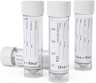 15 Urine Sample Bottles Specimen Pot Graduated Container with Lid & Label 30ml