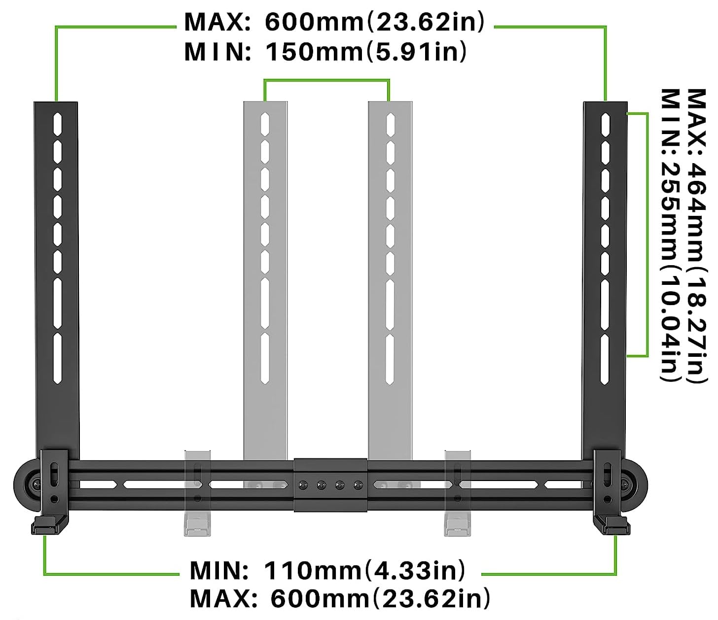 Techly 366372 Soporte universal para barra de sonido de pared o soporte máximo VESA 600 x 400 negro