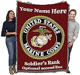 Pure Country Weavers US Marine Corps - Emblem Blanket Red - Personalized - Custom Gift Military Tapestry Throw Woven from Cotton - Made in The USA (72x54)