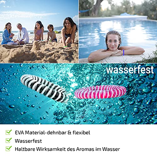 Olleeno® Mückenschutz Armband Moskito Insektenschutz Armband für Outdoor Camping Wandern Sport Anti Mückenarmband für Kinder und Erwachsene (14 Stück + 60 Mückenabwehr Aufkleber)