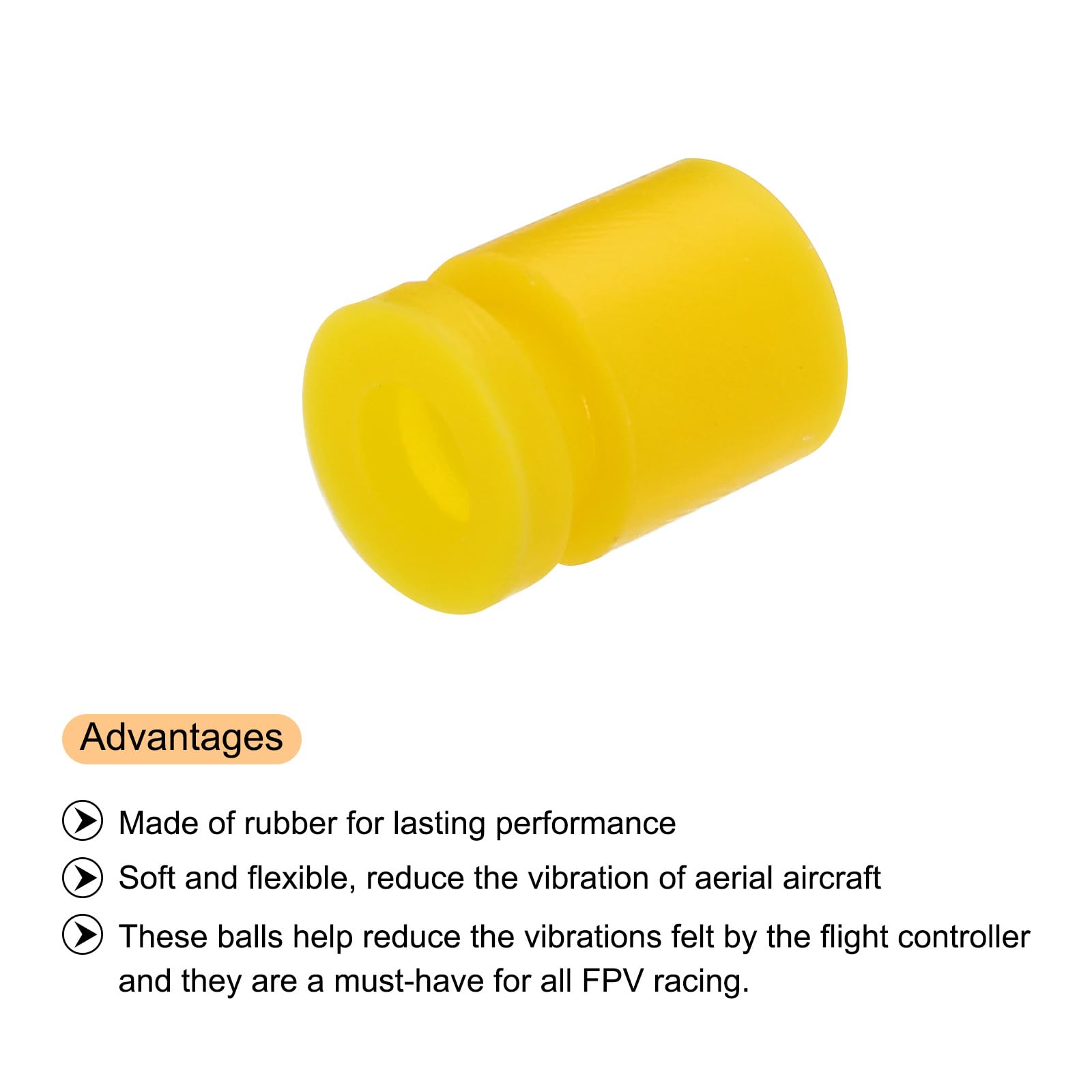 QUARKZMAN RC Palline in Gomma Anti Vibrazione per Flight Controller Gimbal RC F4 F7, Ammortizzatori M3x8mm, Ammortizzatori a Sfera per Modelli RC Accessori Droni Fai-Da-Te (Giallo) 36pz