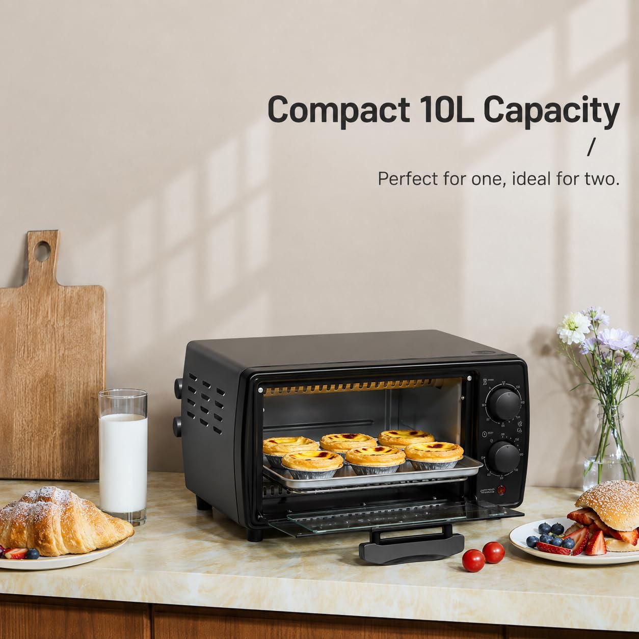 Toaster und Pizzaofen, Konvektionsofen, Retro-Stil, kompakte Größe, traditioneller Mini-Backofen, Schnellaufheizung, Edelstahl-Konvektionsofen
