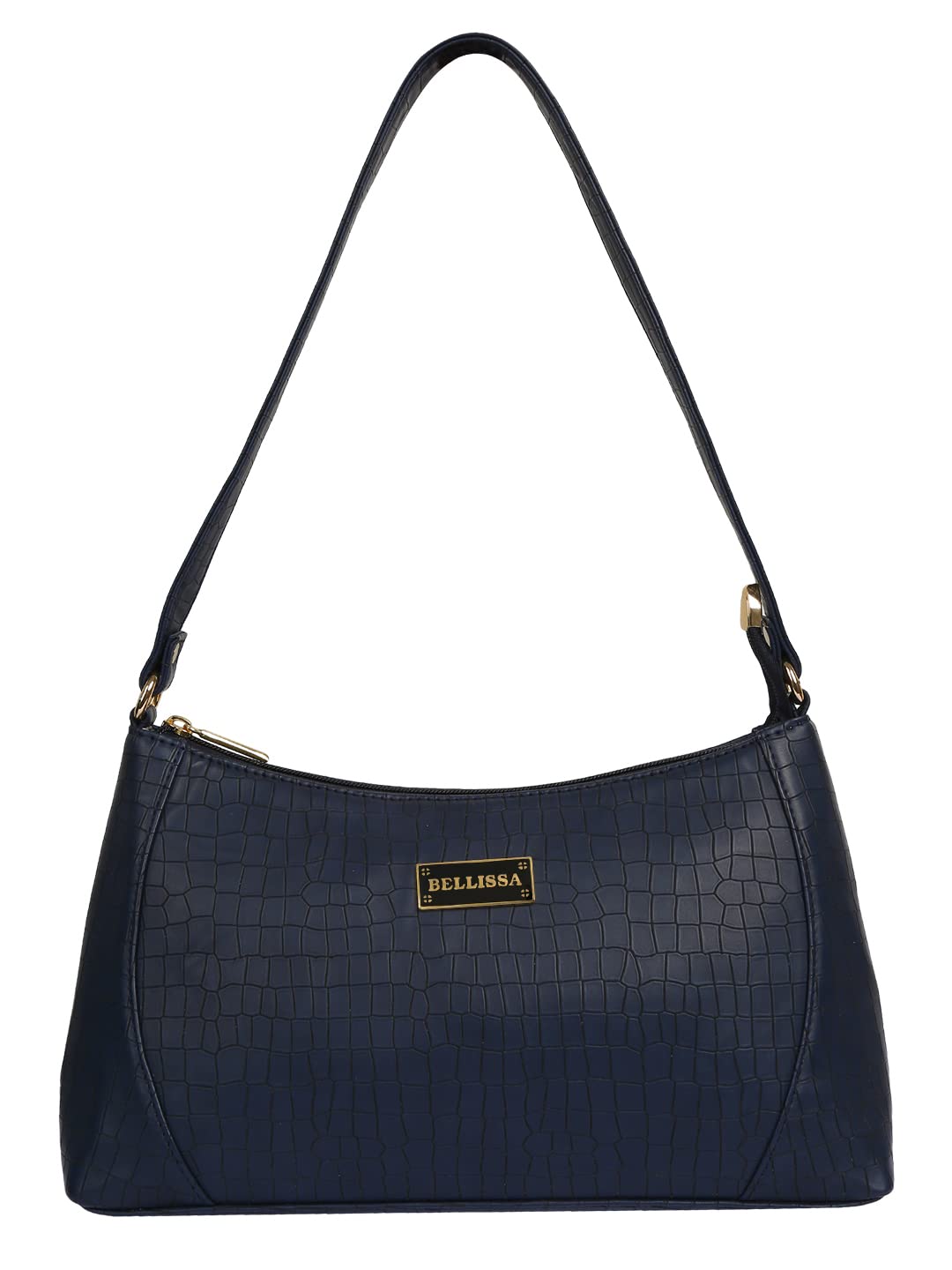 BELLISSA Croco Pattern Premium Pu Leather Handbag For Women | Top Handle Shoulder Bag With 1 Compartment & Zipper Closure| Stylish Designer Handbag For Ladies |, Blue (B09XX9VC62) Amazon Price History, Amazon Price Tracker