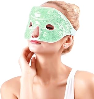 NEWGO Cold Face Eye Mask Ice Pack for Face Reusable, Hot Cold Therapy Gel Face Mask for Migraines, Headache, Stress, Redness, Puffiness, Acne - Green