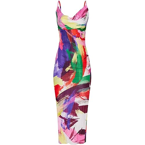 Cowl Neck Dress Sexy Strap Shoulder Pleated Maxi Dresses Summer Wedding Guest Dresses for Women