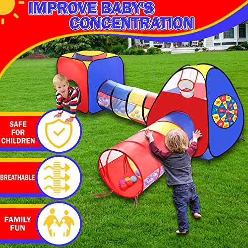 4 in 1 Pop Up Play Tent with Tunnel, Kids Playhouse, Ball Pit for Kids, Boys, Girls, Babies and Toddlers as Gift, Easy Folding with Storage Bag, Indoor/Outdoor Leambe - Image 3