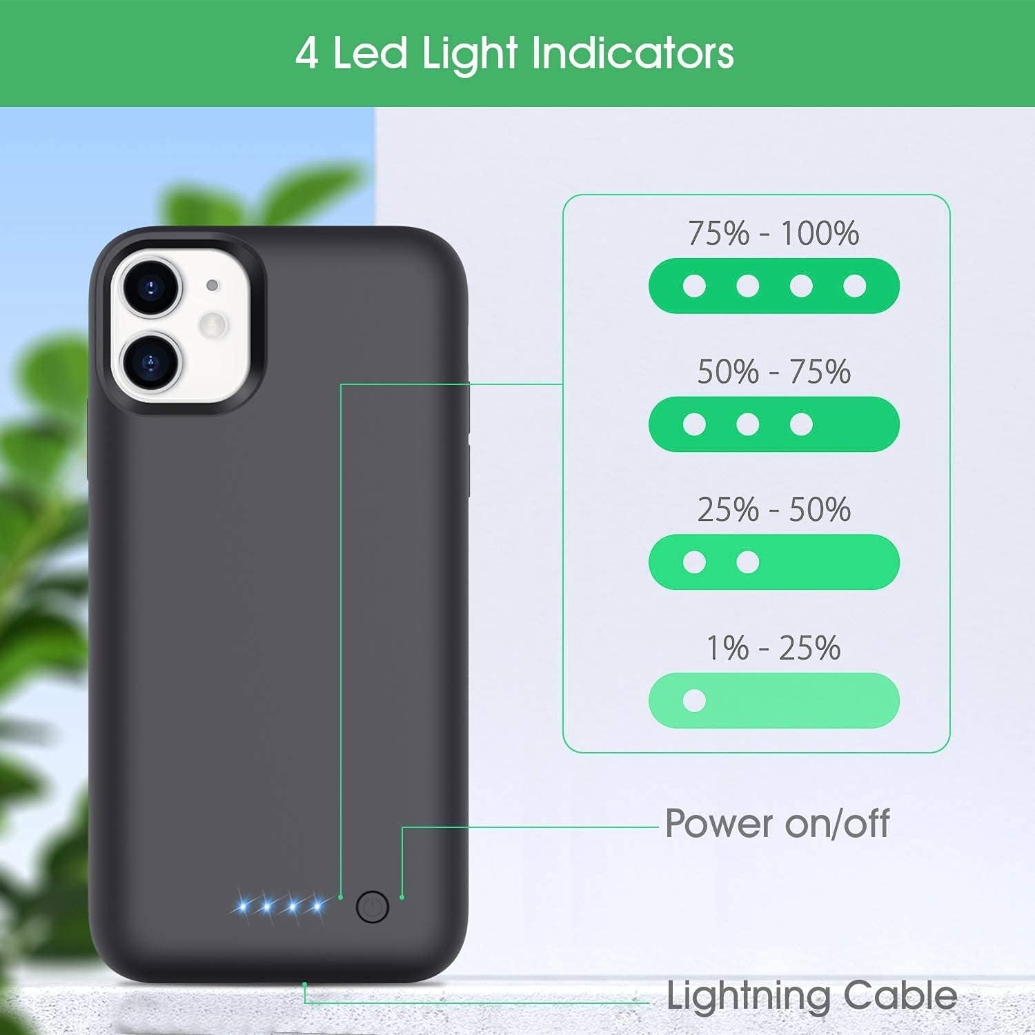 H H·E·T·P Battery Case for iPhone 11 Newest【6800mAh】 Protective Rechargeable Charging Case for iPhone11 External Battery Pack for iPhone 11 Portable Charger Case (6.1 inch) - Black