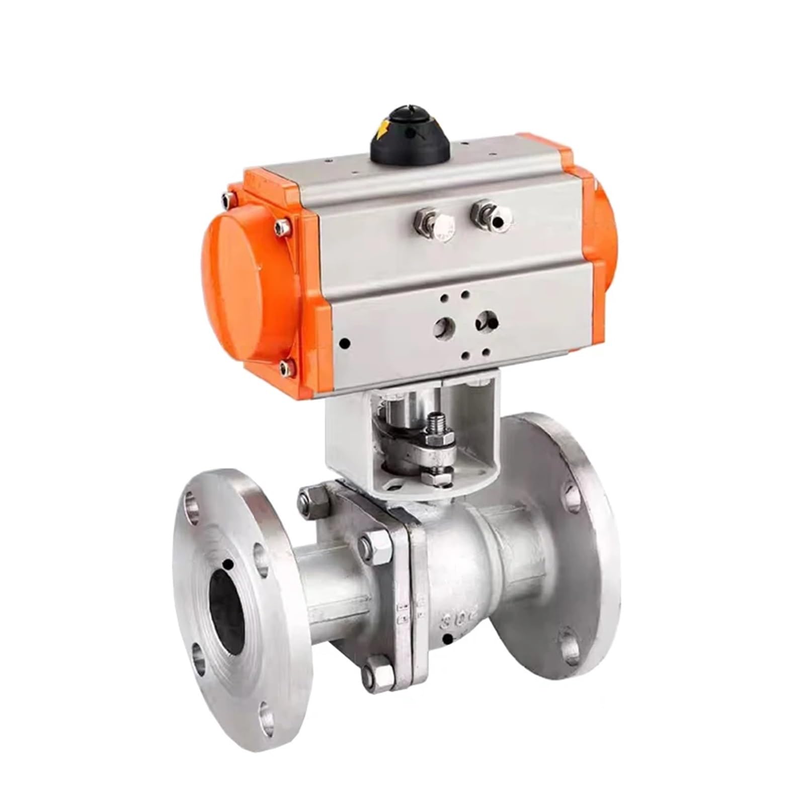 DN40 304 Stainless Steel Flanged Pneumatic Ball Valve Single Acting Cylinder High Temperature Steam Flange Ball Valves