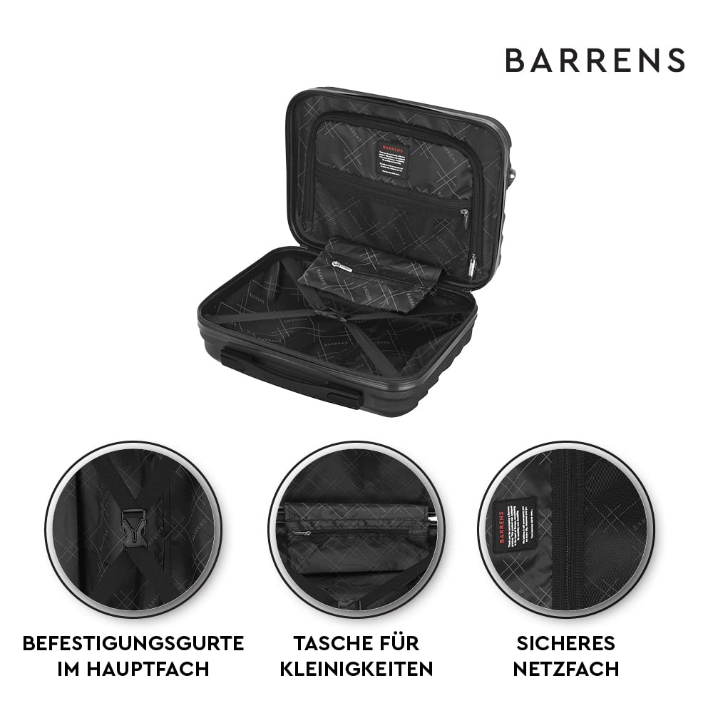 BARRENS kosmetyczka podróżna | Kuferek z rączką | Bagaż podręczny | Do mocowania na walizce lub noszenia na ramieniu | Wytrzymałe tworzywo ABS | 31x35x18 cm | Pojemność 17l | Kolor czarny