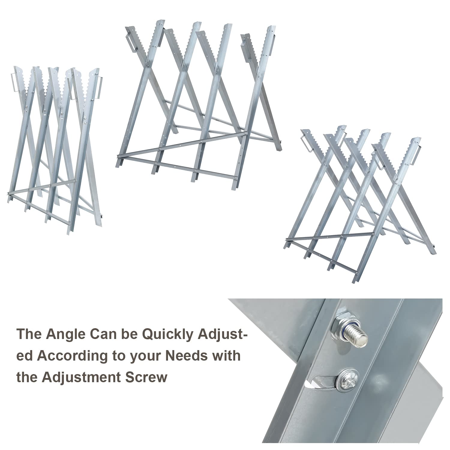 Fiqops Chevalet de sciage pour tronçonneuse, peu encombrant et charge jusqu'à 150 kg, tréteau de sciage, robuste et pliable, tôle galvanisée pour résistance à l'humidité et à la corrosion, 81 x 80 x