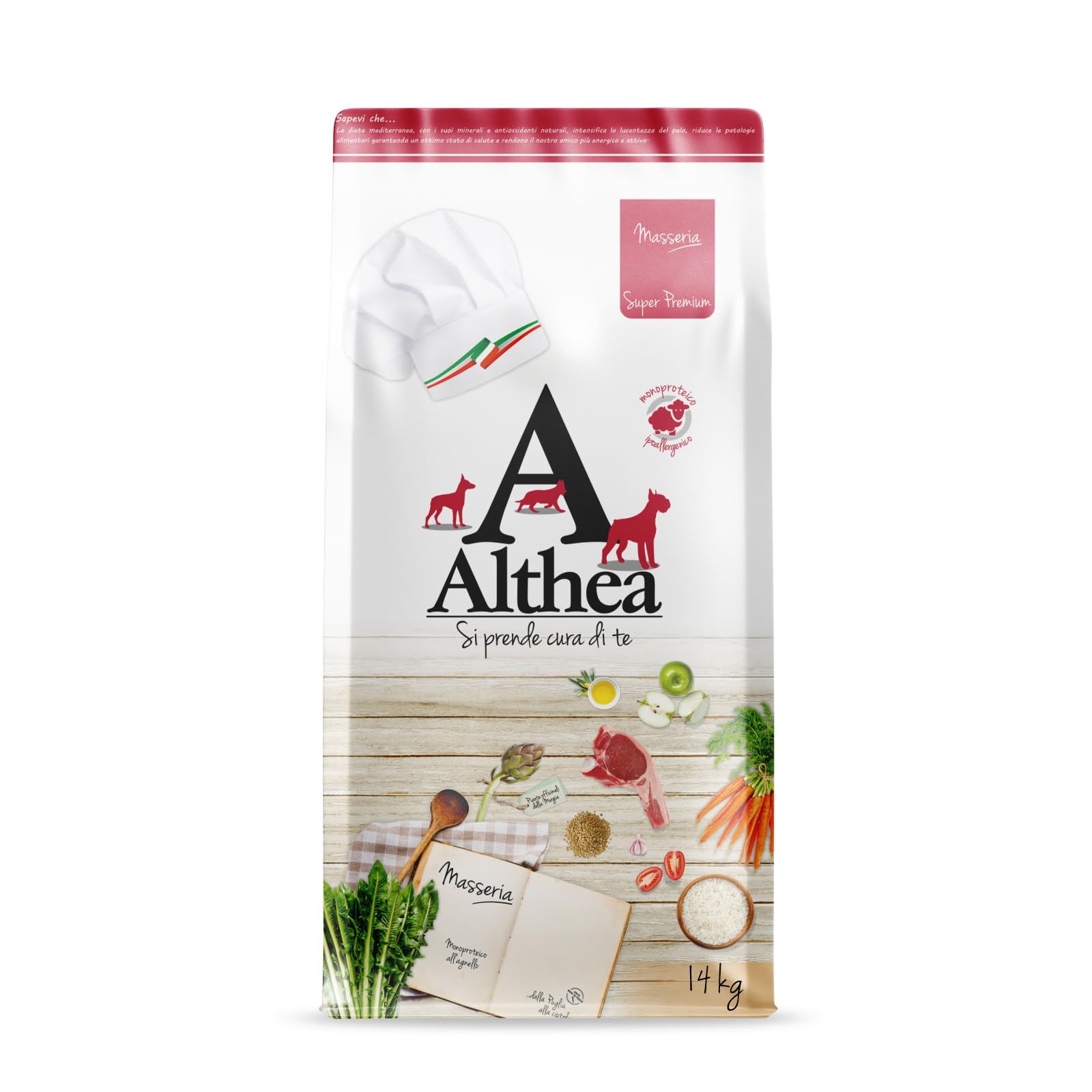 Althea Monoproteico all'agnello - Cibo per Cani Adulti di Taglia Media/Grande - 14 kg