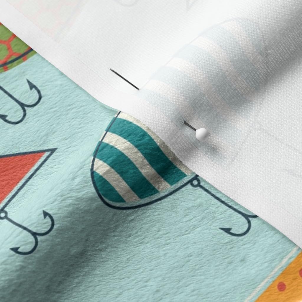 Spoonflower Fabric - Fishing Lure Vintage Retro Antique Bright Mod Fish Printed on Minky Fabric by The Yard - Sewing Baby Blankets Quilt Backing Plush