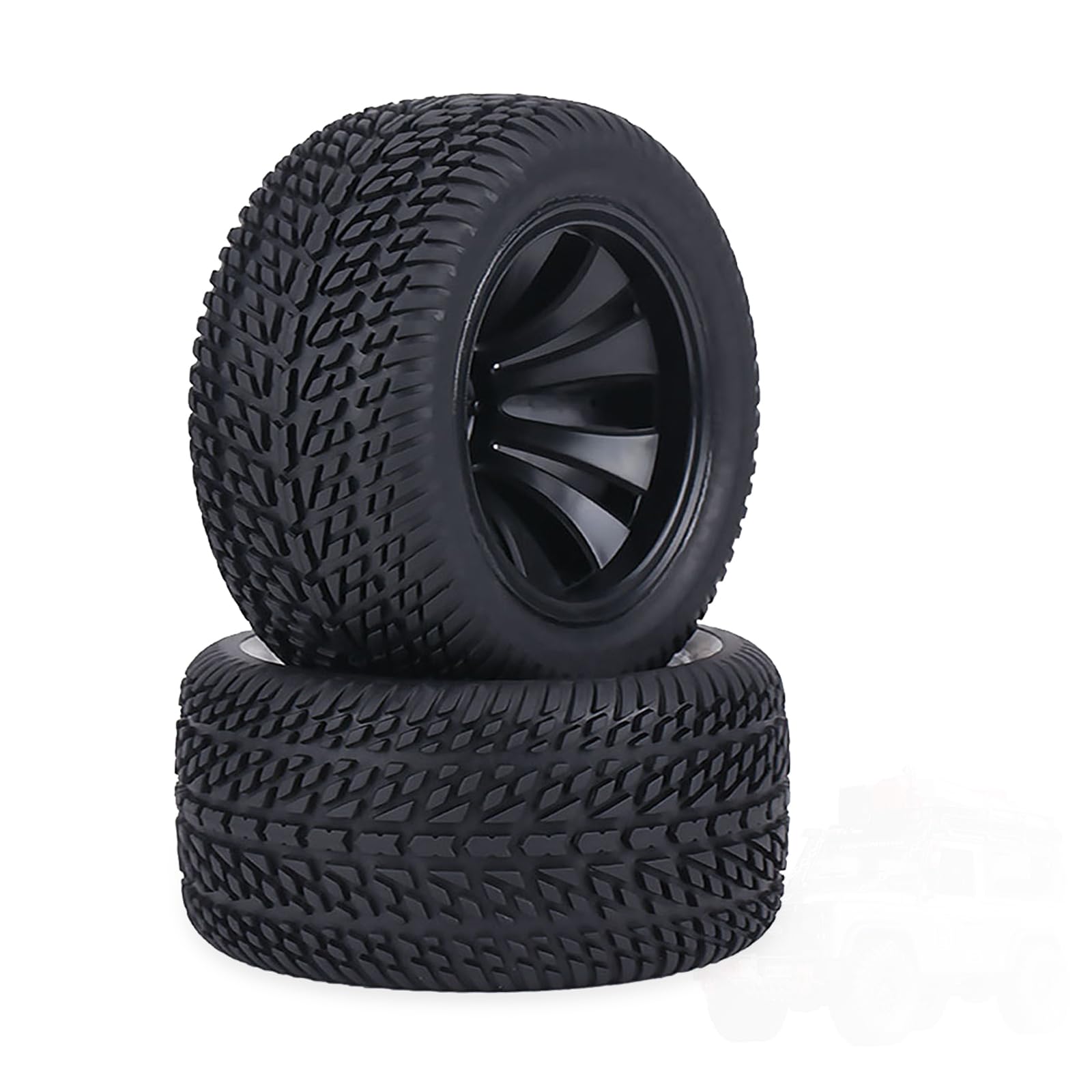 RC Truck Tires, Car Wheels Road Holding, 2pcs/Set Rubber Tyre Tires & Plastic Hubs Wheel for 1/12 RC Racing Car Truck Replacement