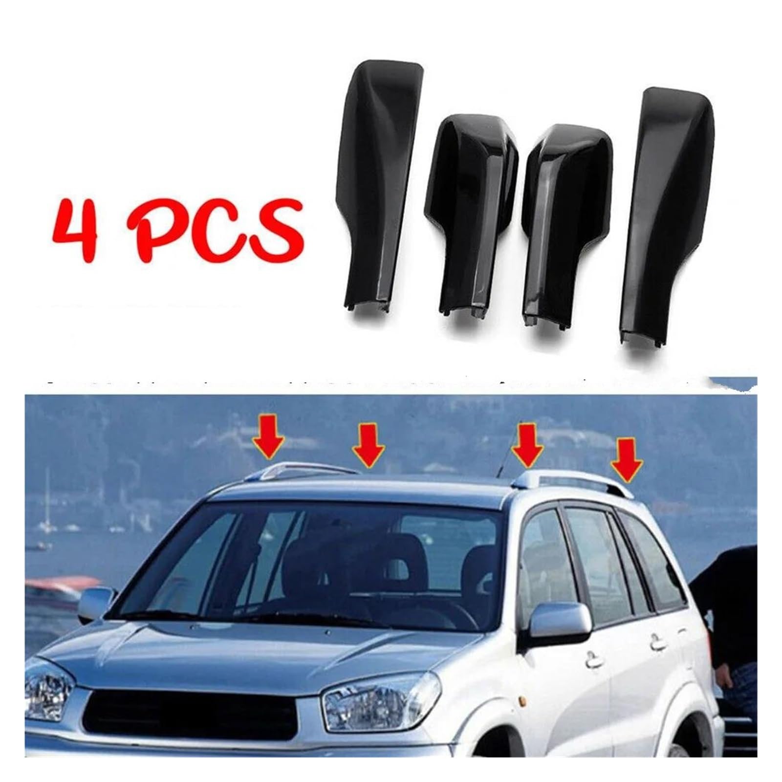 Baca Coche Riel para Portaequipajes De Techo 4 Uds. ABS Automotores Accesorios Exteriores Coche Negros para Toyota para RAV4 2001-2006