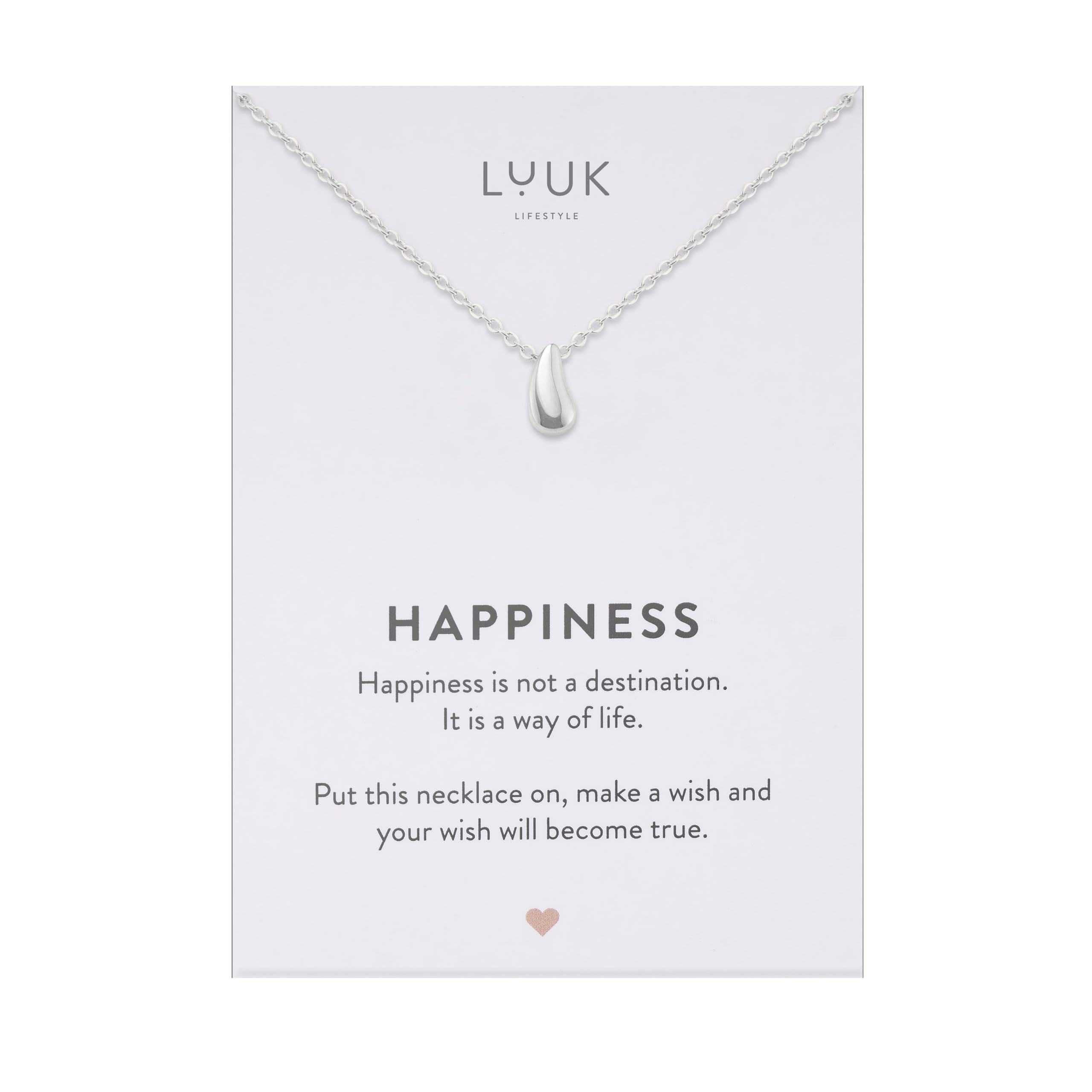 LUUK LIFESTYLE Minimalist necklace with rainbow pendant, HAPPINESS slogan card, symbol of diversity, waterproof stainless steel, gift for women,