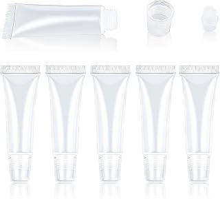 5 PCS Clear Empty Lip Gloss Tubes, 10ml Travel Toothpaste Container, Mini Refillable Containers Soft Lip Gloss Tube for Cosmetic Makeup and Travel Toiletries