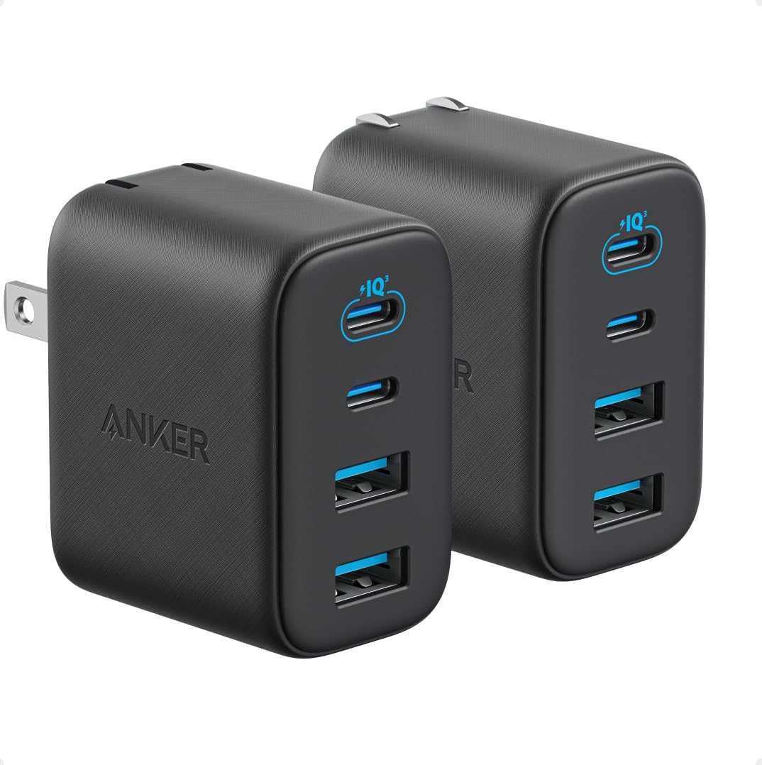 Anker Zolo USB C Charger Block 2-Pack 4-Port Wall Adapter with 50W Max Output 2 USB-C and 2