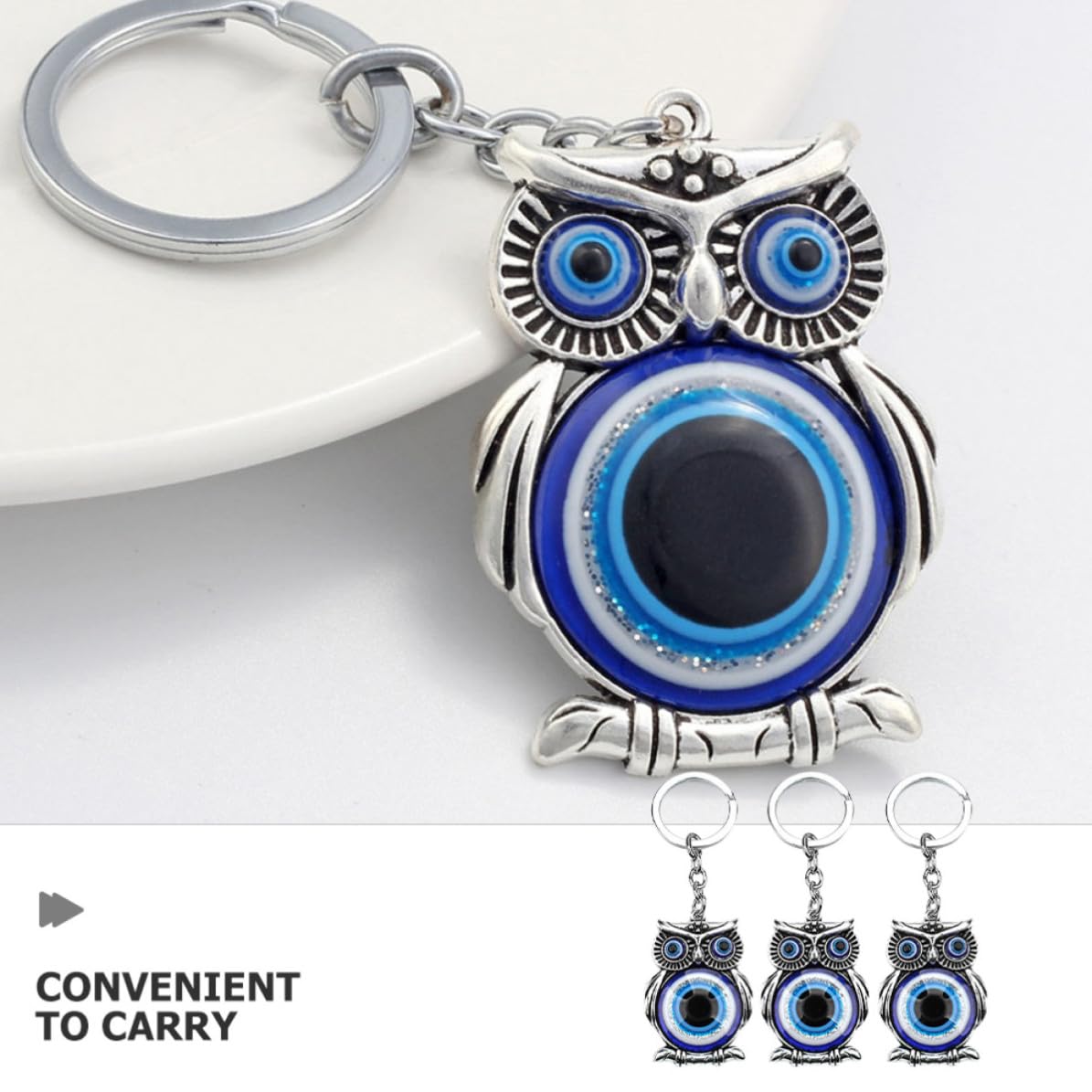 TOPBATHY 15 Pezzi Portachiavi Gufo Blu in Lega di Zinco per Chiavi e Borsa | Decorazione Gufo Piccola, Leggera e Robusta, Pendente Portatile per Donne, Stile Elegante