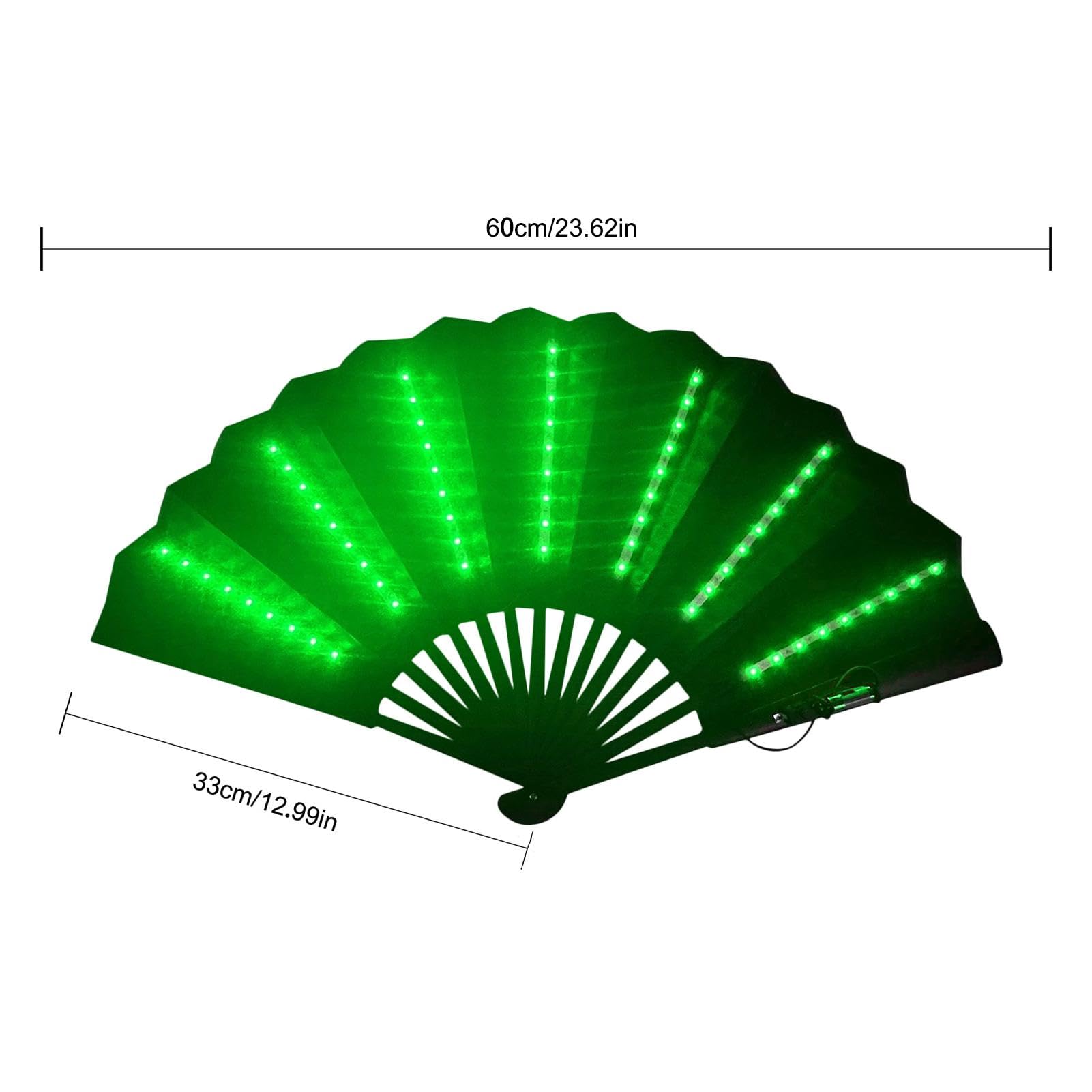 Abanico de mano plegable iluminado para festivales, multiusos de viaje