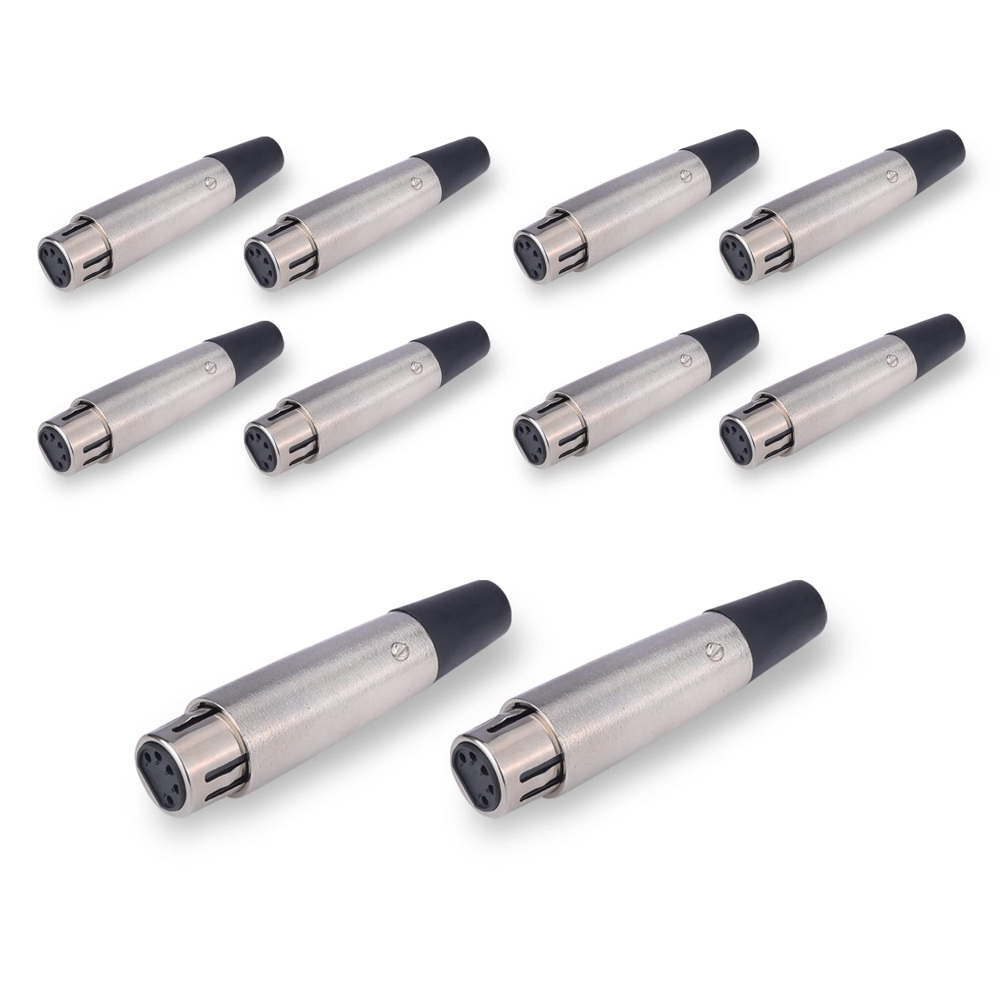 MX 3 Pin XLR Microphone pin Pure Copper Nickel Plated for High Conductivity microphone (5-Pin Microphone Connectors, Pack of 10, Female Connector)-image-30