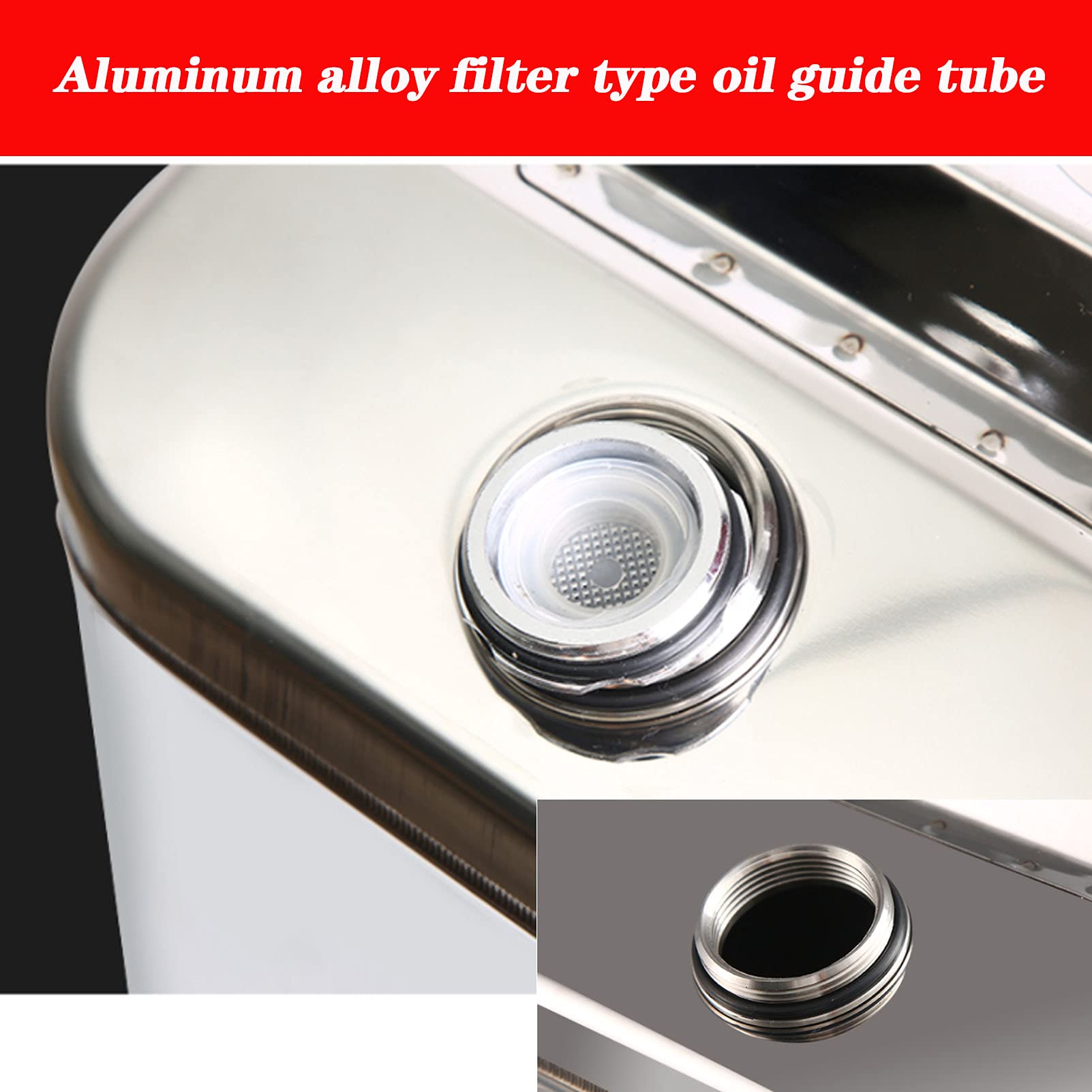 CGF- Taniche Carburante Serbatoio Carburante di scorta in Acciaio Inox da 5 l, 10 l Orizzontale con beccuccio Flessibile per Auto Piccola imbarcazione, Spessore Parete barilotto 1 mm, Argento