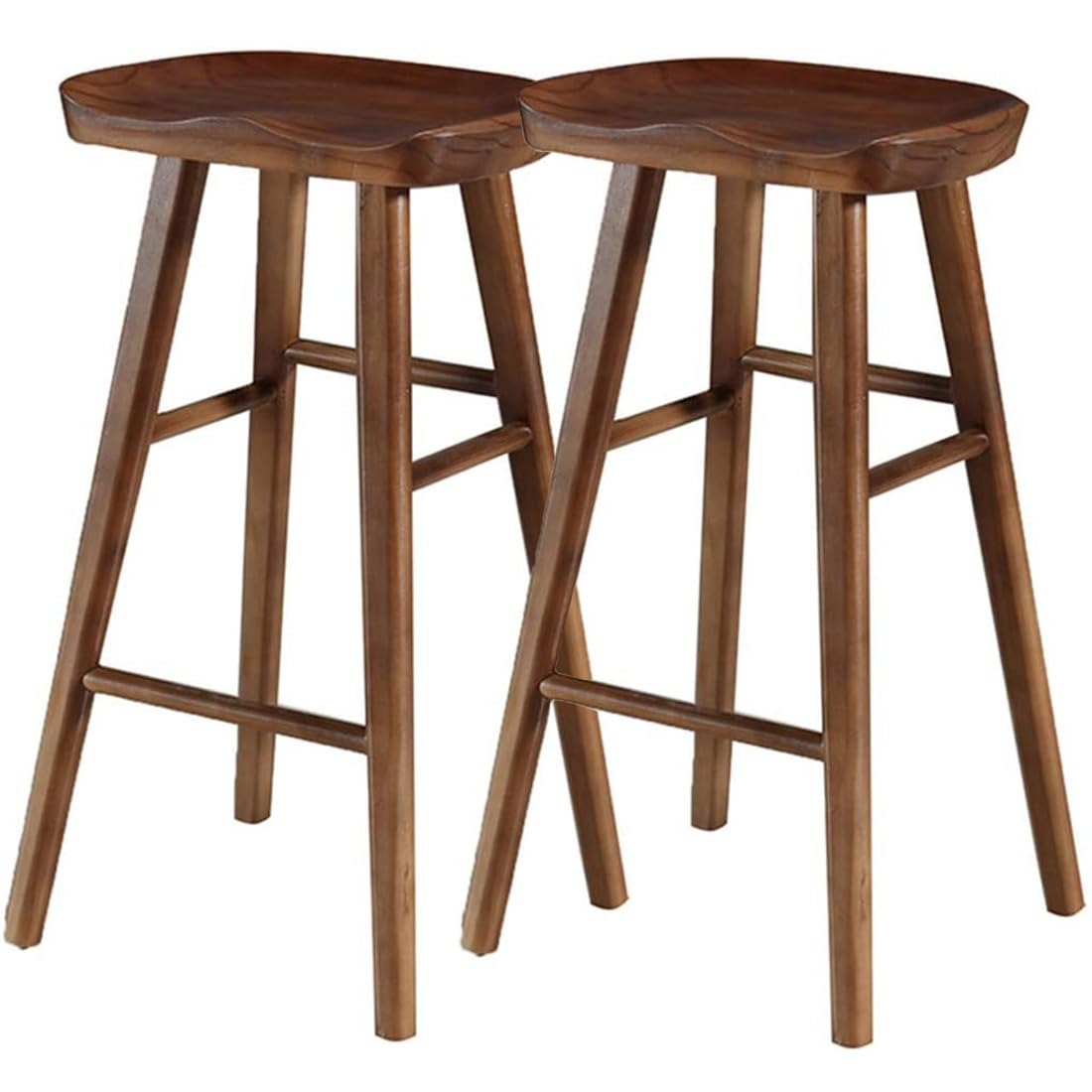 Taburetes de bar de madera con reposapiés, sillas para cocina, cafetería, pub, mostrador de desayuno, acabado natural, muebles de comedor casuales