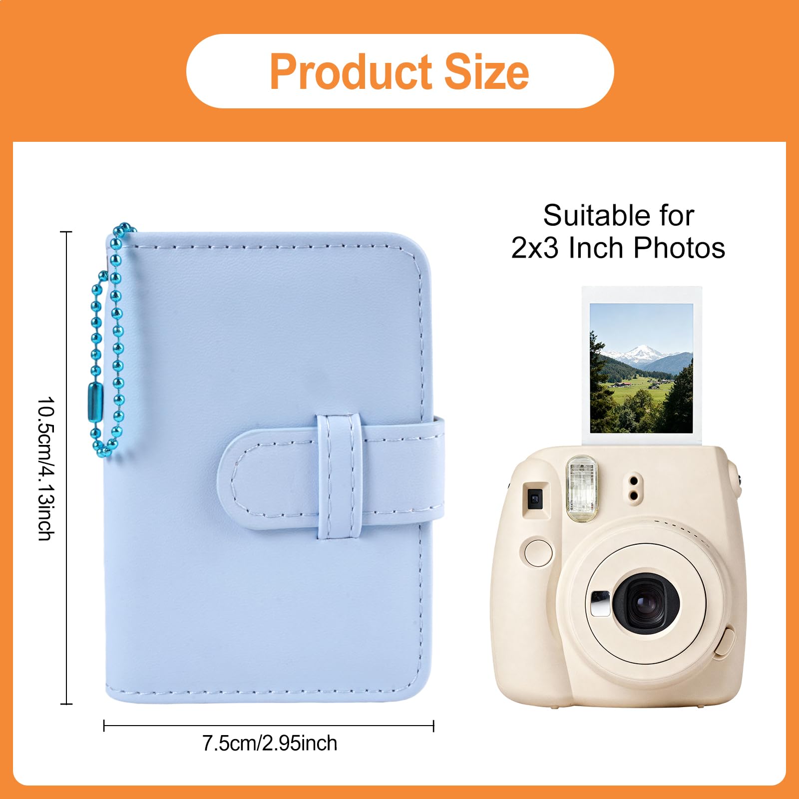 Album Photo Instax Mini pour Film 3 Pouces, 32 Pochettes Mini Album Photo Compatible avec Fujifilm Instax Mini 7/7s/8/9/11/12/40/SE/90/99/Liplay/EVO, Polaroid Pic-Snap 300, Kpop Photocard (Bleu) - 3