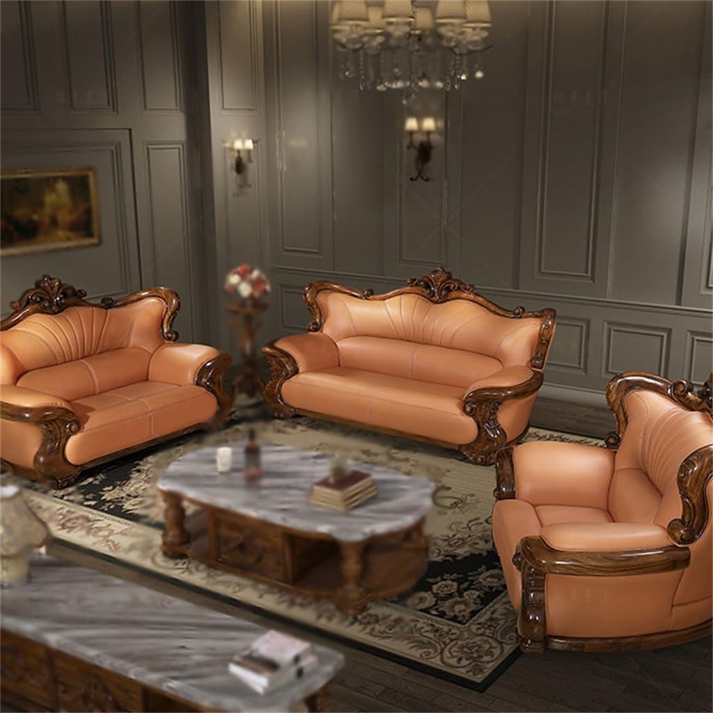 Ebony Wood Sofa Skeleton Combination Living Room European Carving Villa Furniture