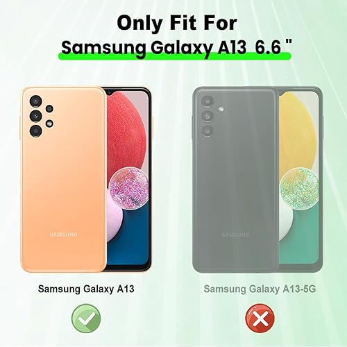 Miniatura 7 de BITOBE Funda diseñada para Samsung A13 4G, diseño de corazones azules para mujeres, niñas y hombres, chapado de lujo con soporte de correa,