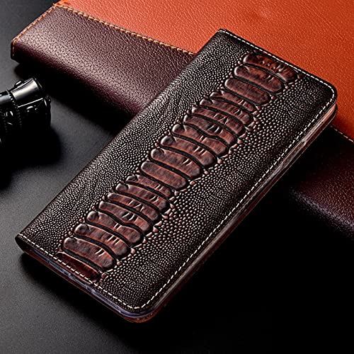 Flip Cases Ostrich Génúíné Leather Case For Hυáωei P9 P10 P20 P30 P40 P50 Plús Pró Líté E Cover (Coffee P40 Pró Plús)
