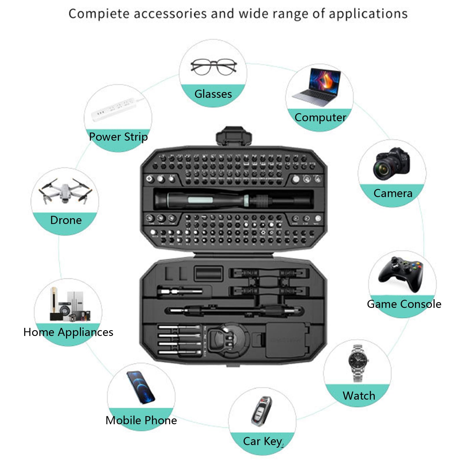 Kit di cacciaviti ergonomici da 152 pezzi con portatile per riparazione elettronica, fissaggio del telefono e progetti Cacciavite multifunzione professionale con impugnatura antiscivolo