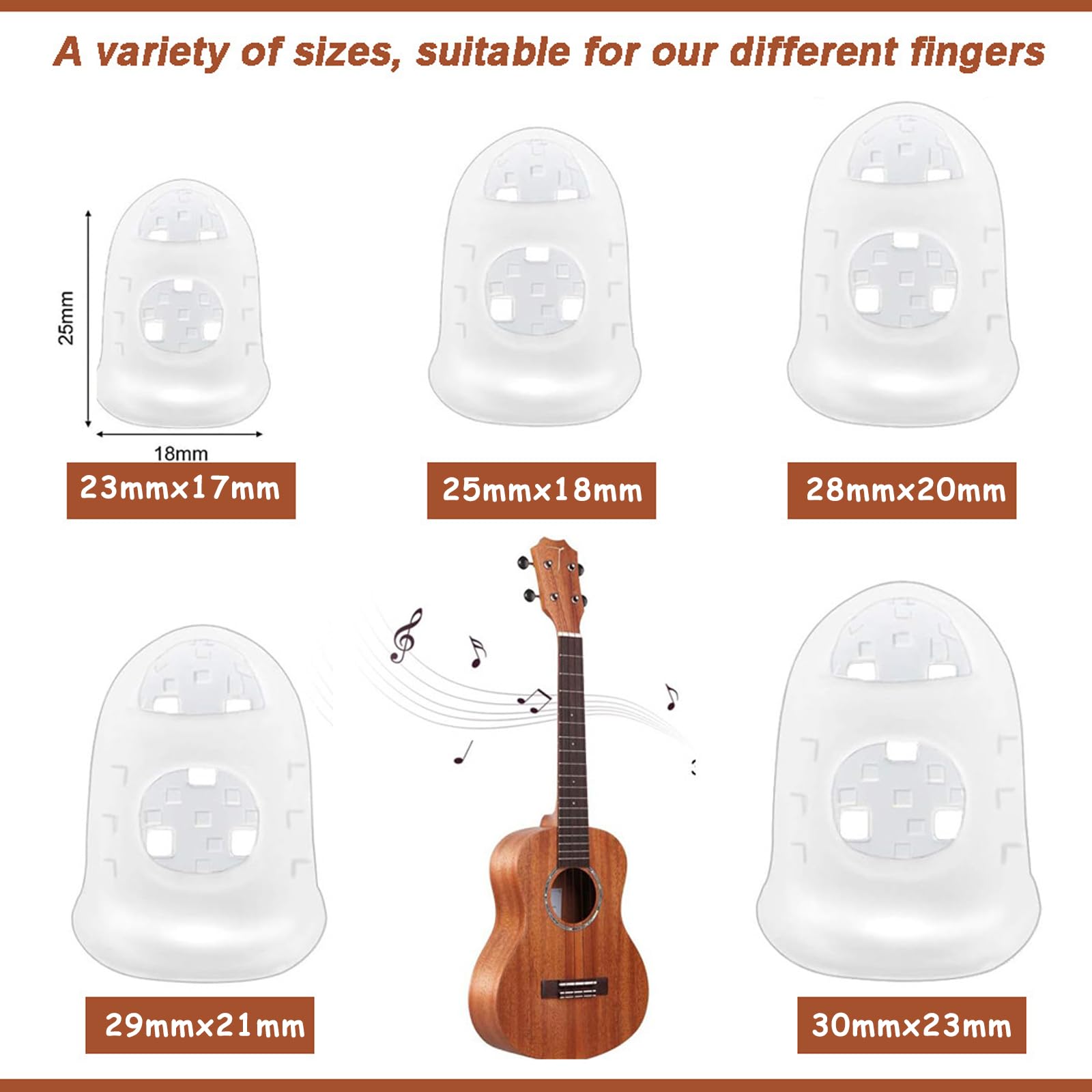 25 Doigts En Silicone Pour Guitare - 5 Tailles - Antidérapants - Pour Guitare, Ukulélé, Broderie - RTRTGS