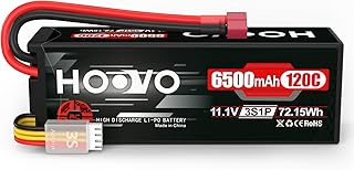 HOOVO 3S Lipo Battery, 6500mAh 120C 11.1V RC Lipo Battery, Hard Case T Plug Compatible with 1/8 1/10 Scale RC Vehicles,Car, Trucks, Truggy, Boats,Airplanes,Helicopters,1 Packs
