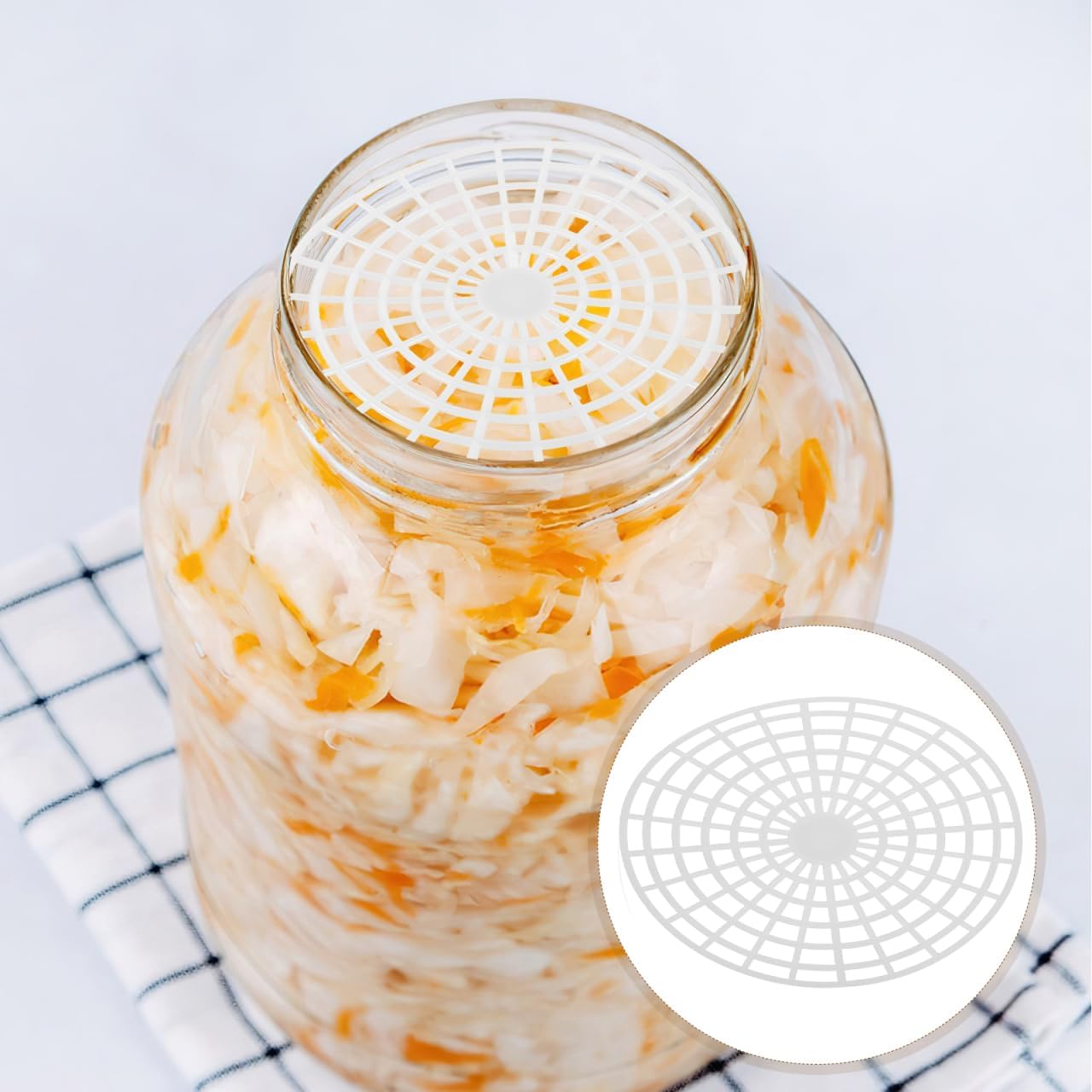 Hemobllo Pickles Jar Weight Press Plate 5 Pack 6.88 X 6.88 X 1.37 in Stainless Steel Fermentation Mesh Press for Pickles Kimchi Wide Mouth Jars Vegetable Canning Home Brewing