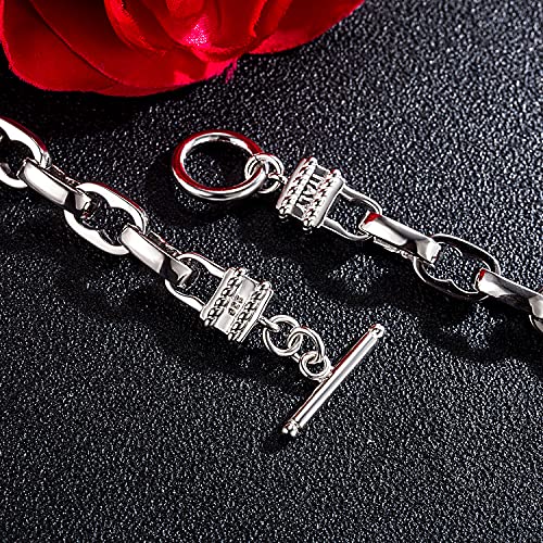 Pulsera sólida de plata 925 estilo Punk Dankadi 8 pulg miniatura 6