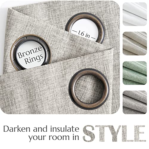Jinchan 100% Blackout Curtains For Bedroom, 84 Inch Length Linen Textured Drapes For Living Room, Thermal Insulated Full Light Blocking Curtains, Grommet Top Window Treatments 2 Panels, Grey #TOP5