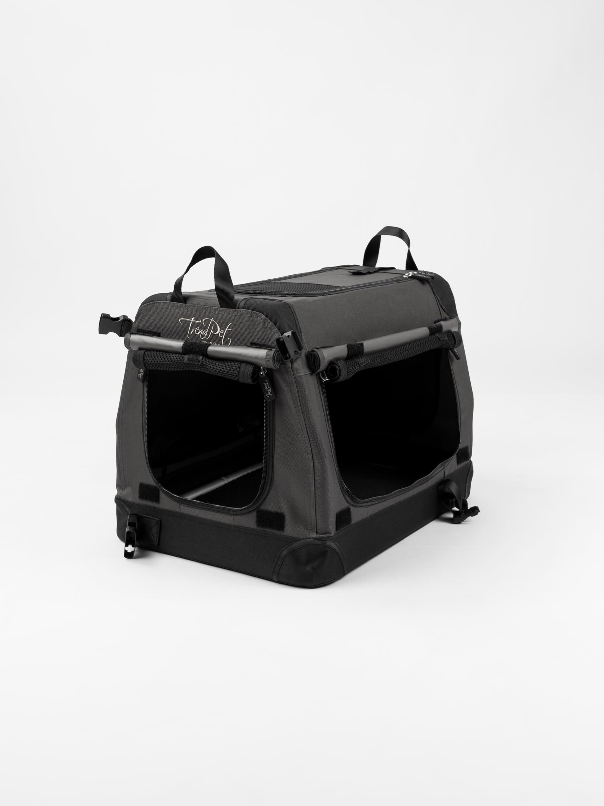 TrendPet TPX-Pro - Leichte, Faltbare Hundebox mit Aluminium Rahmen (grau, L 50 x B 35 x H 35 cm)
