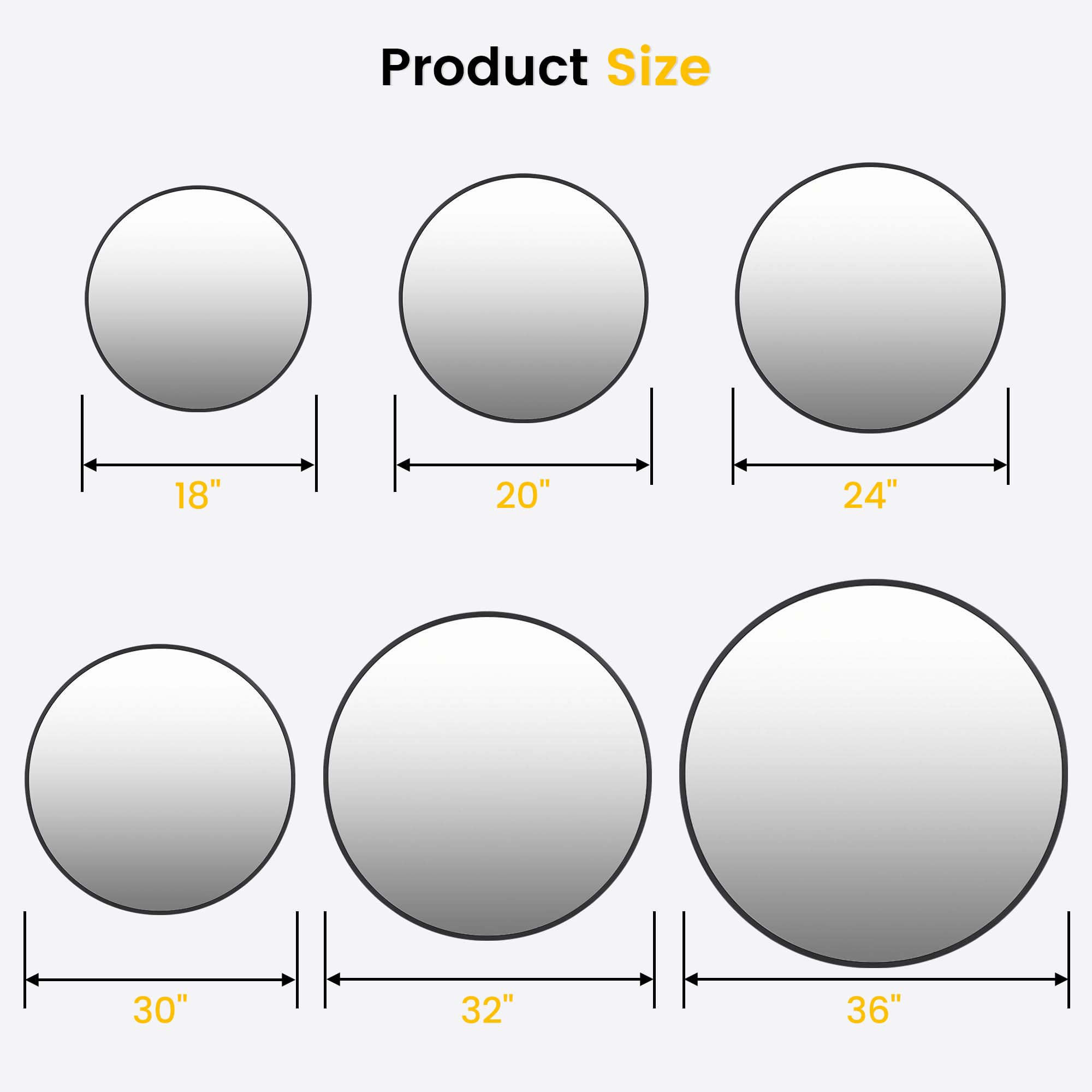 GarveeHome Espejo redondo negro, marco de aleación de aluminio grande de 30 pulgadas, espejo circular de alta definición respetuoso con el medio ambiente, espejo de baño redondo para sobre fregadero