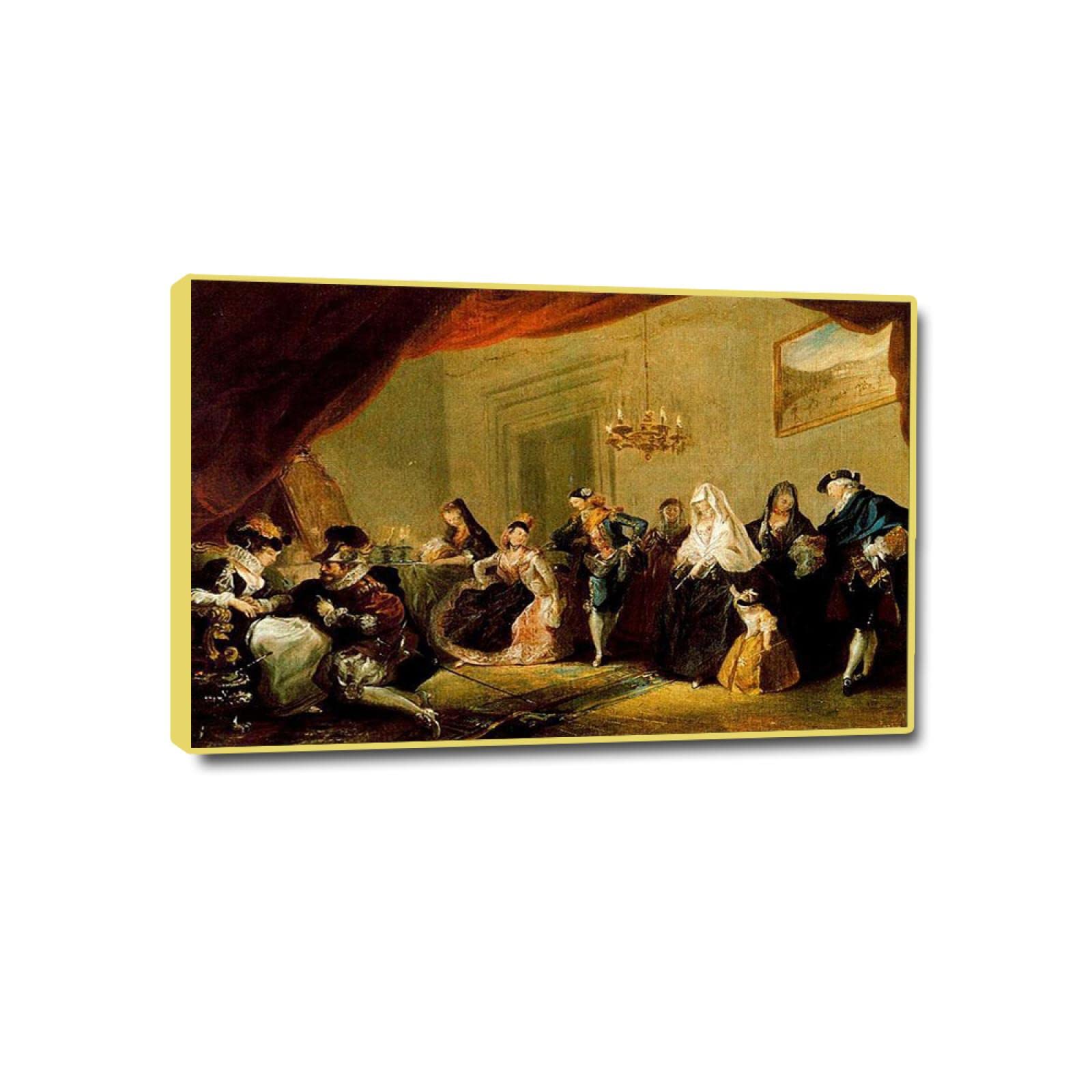 HEIMAO Impresiones en lienzo rococó. Obra Luis Paret y Alcázar. Ensayo de una obra de arte de comedia Cuadros de pintura para 50x75cm Marco dorado