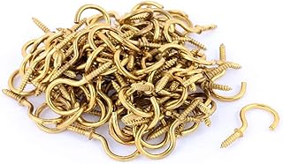 New Lon0167 100 Pcs 3mm Brass Plated Shouldered Cup Hook Screw in Hat Coat Peg Bolts(100 stÃ¼ck 3mm Messing Ã¼berzogene geschulterte Schale Haken einschrauben hut hut schraubenschrauben