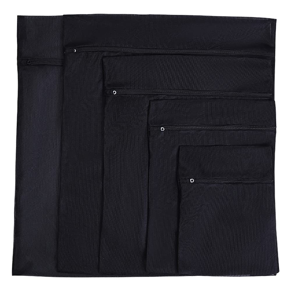 Cenpek Black Set Of 5 Laundry Bags, Fine Mesh Wash Bag, Zippered, Protect Best Clothes In The Washer (Black)
