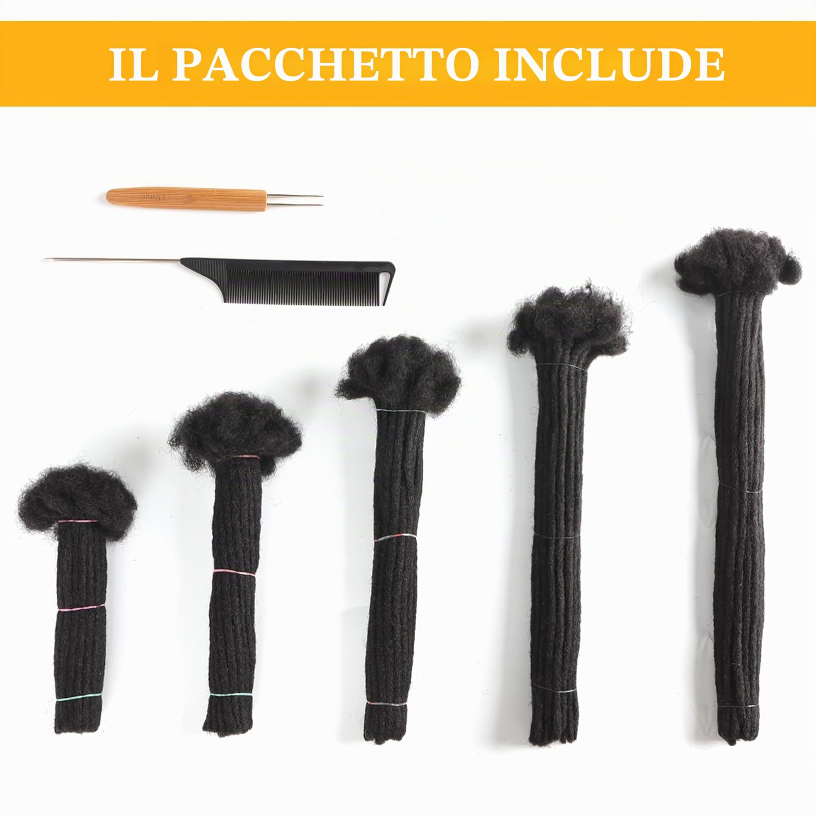 Extension per dreadlock da 15-45 cm, capelli umani sottili da 0,6 cm, capelli veri per uomini/donne/bambini, 30 ciocche di dreadlock permanenti fatte a mano, possono essere arricciate e