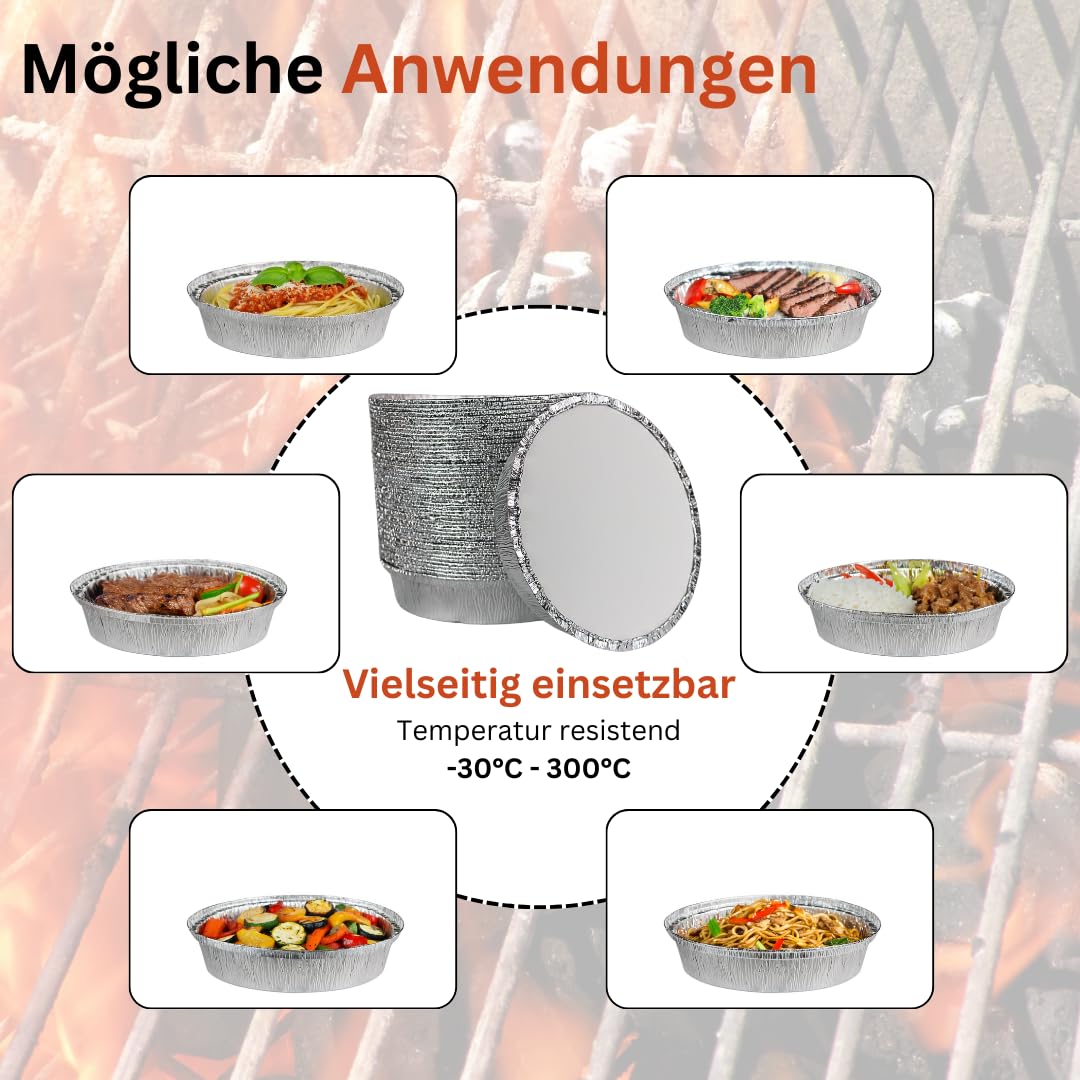 Enpack Aluschale C807-1000L - 100 Stück Aluschalen 1000ml, 20cm - Wärmebehälter für Speisen - Fettauffangschale als Lebensmittelaufbewahrung, Auflaufform, Food Container - feuerfeste Alu Tropfschale