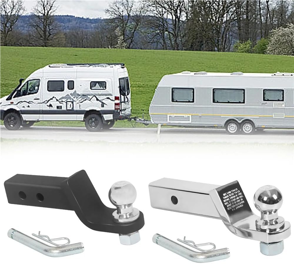 OUTMX Trailer Hitch Ball Mount SUV Portable Car Heavy to Use Spare Parts Mount Towing Accessory(Black)