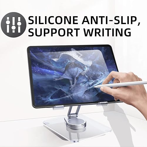 Miniatura 10 de Soporte giratorio de acrílico para tableta, soporte plegable ajustable para tableta de dibujo con base giratoria de 360, compatible con iPad Pro Air